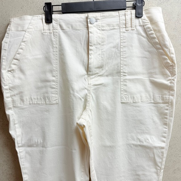 Pilcro Anthropology Sz 33 Womens Off White Frayed Hem Stretch Pockets Pants - Picture 4 of 10